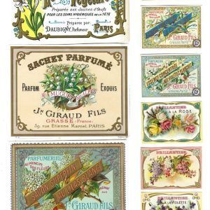 PAS0003 V.A.E. (Veritable Antique Elements) Papel arroz "Etiquetas Perfumes 2"