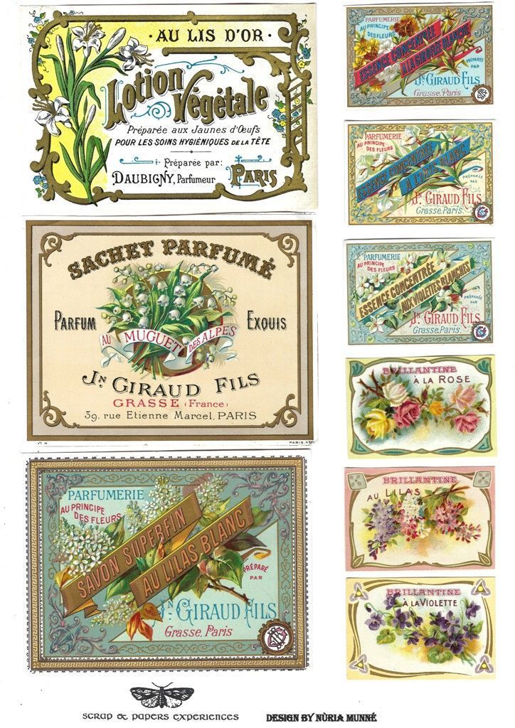 PAS0003 V.A.E. (Veritable Antique Elements) Papel arroz "Etiquetas Perfumes 2"
