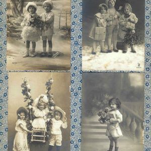 PAS0014 V.A.E. (Veritable Antique Elements) Papel arroz "Postales Niños Navidad B y N"
