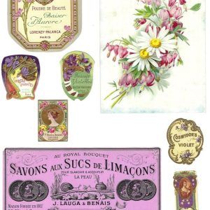 PAS0019 V.A.E. (Veritable Antique Elements) Papel arroz "Etiquetas Perfumes 3"