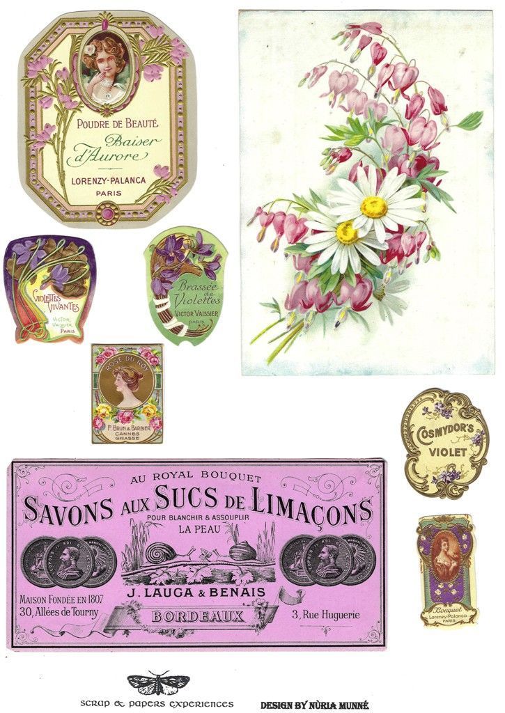 PAS0019 V.A.E. (Veritable Antique Elements) Papel arroz "Etiquetas Perfumes 3"