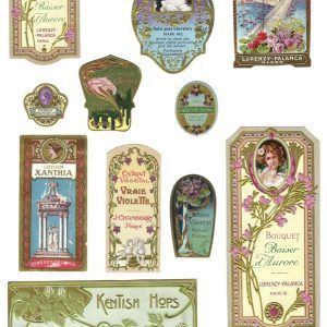 PAS0020 V.A.E. (Veritable Antique Elements) Papel arroz "Etiquetas Perfumes 4"