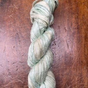 Cinta "Sari" de seda natural "Verde/Plata" 1 metro