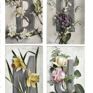 PAS0054 V.A.E. (Veritable Antique Elements) Papel arroz «Abecedario Flores 1»